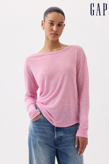 Gap Pink Linen Long Sleeve T-Shirt (K90649) | £25