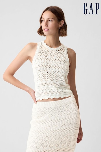 Gap Off White Crochet Halter Sleeveless Top (K90688) | £25