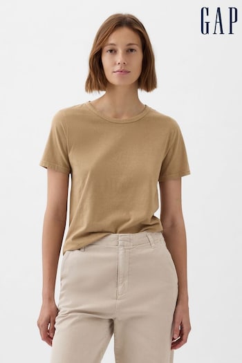 Gap Brown Cotton Vintage Crew Neck Short Sleeve T-Shirt (K90697) | £18