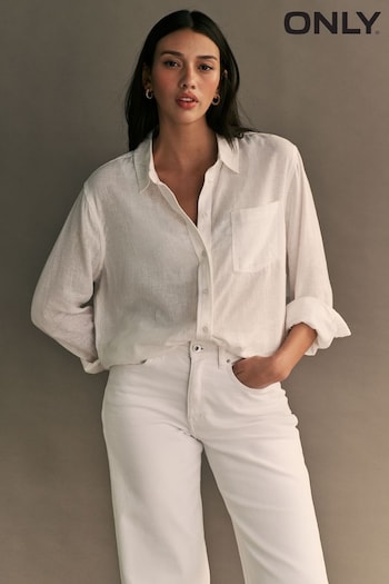 ONLY White Linen Blend Shirt (K90725) | £30