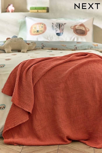 Rust Brown Crinkle Muslin Lightweight 100% Cotton Throw (K90731) | £22