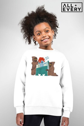 All + Every White Star Wars Jawas Wrapping Up R2D2 Kids Sweatshirt (K90742) | £29