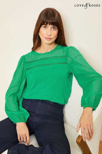 A-Z Mens Sports Brands Bright Green Long Sleeve Dobby Mix Jersey Blouse (K90837) | £32
