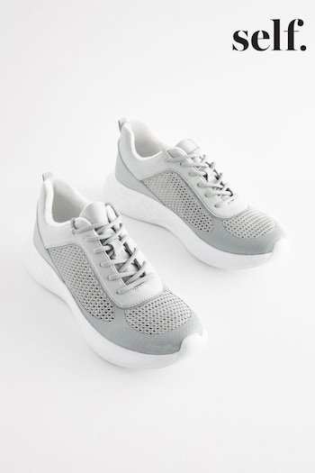 self. Grey Lace Up Trainers (K90855) | £39