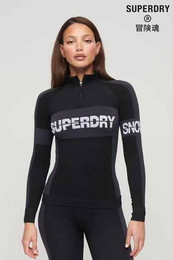 Superdry Black Seamless Half zip Baselayer Top (K90902) | £55