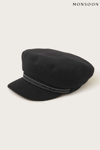 Monsoon Boy Embellished Felt Black Baker Hat (K90984) | £25