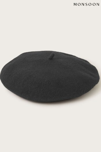Monsoon Black Plain Wool Hat (K91002) | £18