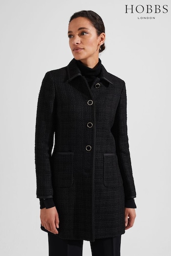 Hobbs Black Elaine Tweed Coat (K91048) | £279