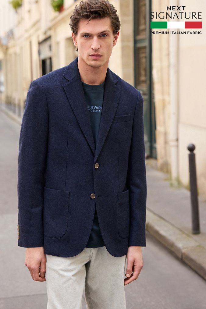 Buy Men s Blazer Signature Blue Short Online Next UK