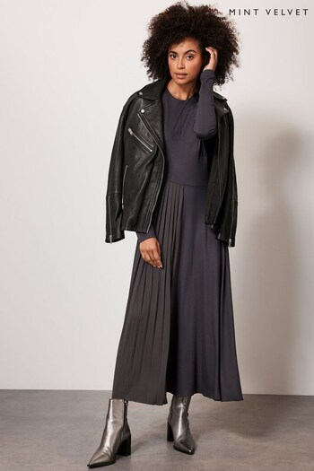 Mint Velvet Grey Jersey Pleat Midi Dress (K91072) | £109