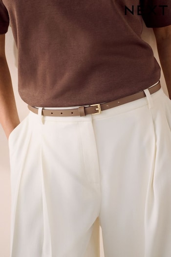 Taupe Brown Skinny Leather Belt (K91288) | £9