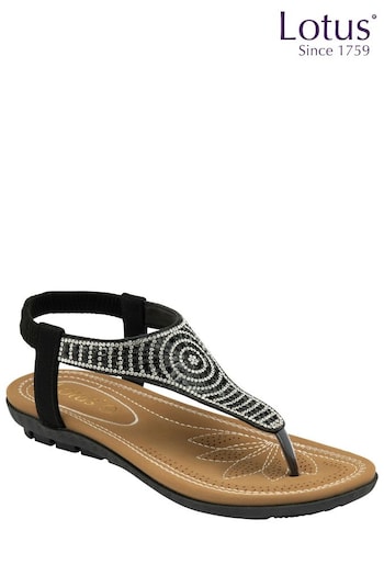 Lotus Black Casual Toe Thong Holiday Sandals (K91289) | £45