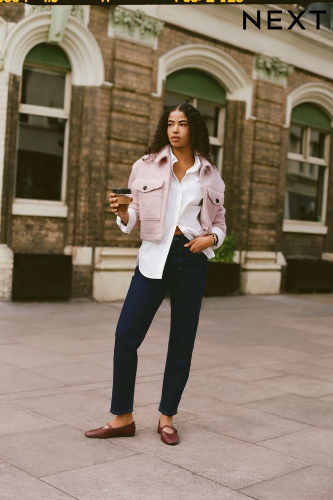 Light pink cropped jacket top