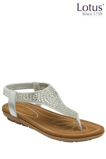 Lotus Silver Casual Toe Thong Holiday Sandals (K91308) | £45