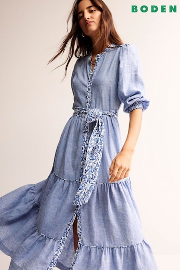 Boden Blue Petite Ava Chambray Maxi Dress (K91316) | £180