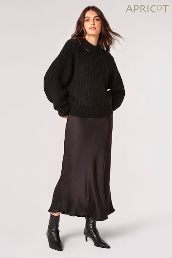 Apricot Brown Satin Bias Cut Maxi Skirt (K91317) | £32