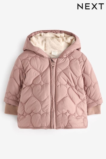 Pink Hearts Quilted Baby Coat (0mths-2yrs) (K91446) | £20 - £22