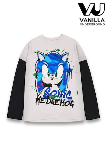 Vanilla Underground Grey Sonic Boys Character Long Sleeved T-Shirt (K91473) | £16