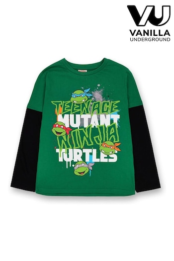 Vanilla Underground Green Teenage Mutant Ninja Turtles spiaggia Character Long Sleeved T-Shirt (K91490) | £16