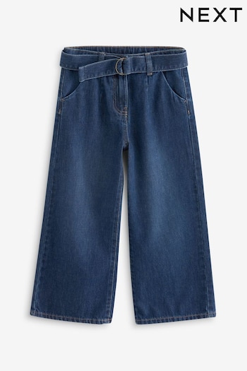 Denim Dark Wash Wide Leg Zip-Up Jeans With Belt (3-16yrs) (K91499) | £17 - £22