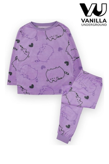 Vanilla Underground Purple Pusheen Girls Licensed Fleece Pyjamas (K91537) | £20