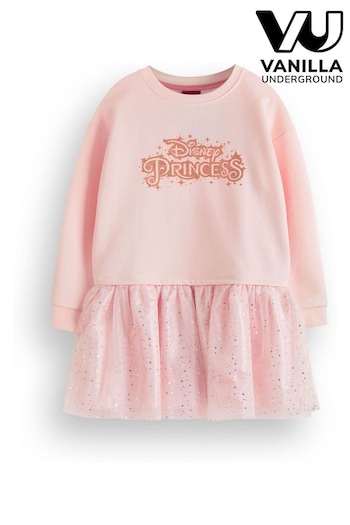 Vanilla Underground Pink Girls Disney Princess Longline Sweatshirt with Trim (K91553) | £20