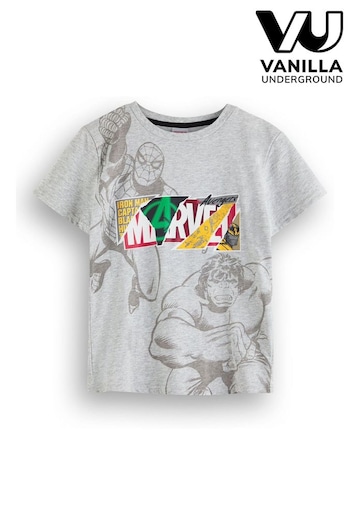 Vanilla Underground Grey Boys Marvel T-Shirt (K91559) | £14