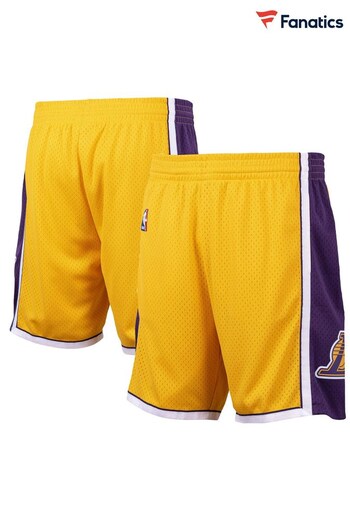 Fanatics Yellow NBA Los Angeles Lakers Hardwood Classics Road Swingman Shorts (K91631) | £70