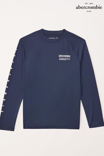 Abercrombie & Fitch Blue Long Sleeve Logo Rash Vest (K91658) | £29
