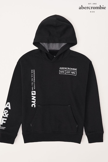 Abercrombie & Fitch Black Relaxed Fit Graphic Hoodie (K91669) | £40