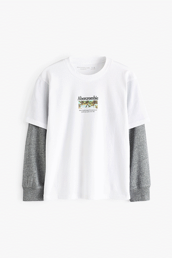 Abercrombie & Fitch Graphic Layered Long Sleeved White Top (K91675) | £20