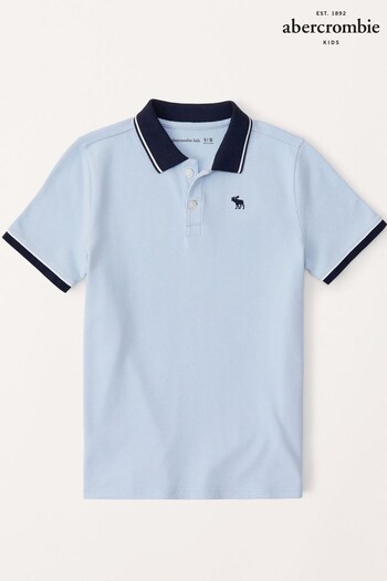 Abercrombie & Fitch Blue Pique Polo tkim Shirt (K91676) | £20