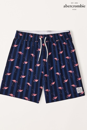 Abercrombie & Fitch Blue Flamingo Stripe Swim Rapha Shorts (K91680) | £39