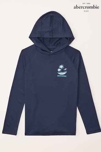 Abercrombie & Fitch Blue Hooded Long Sleeve Logo Rash Hoodies (K91690) | £39