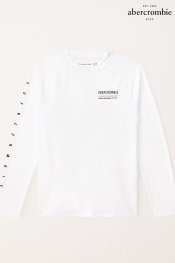 Abercrombie & Fitch Long Sleeve Logo Rash White Vest (K91692) | £29