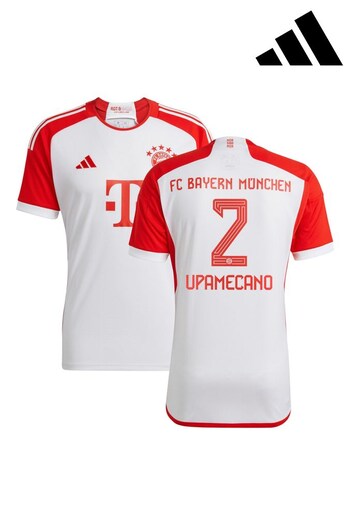 adidas White FC Bayern Home Shirt 2023-24 - Upamecano 2 (K91704) | £70