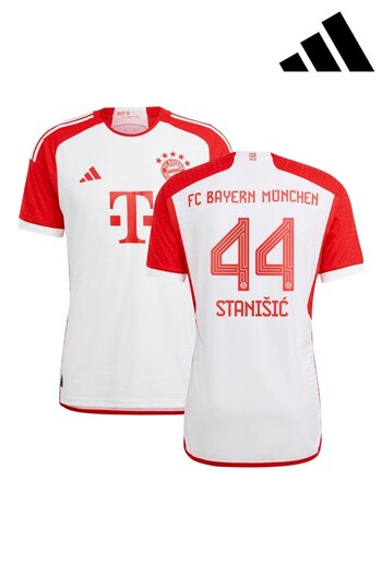adidas White FC Bayern Home Authentic Shirt 2023-24 - Stanisic 44 (K91712) | £145
