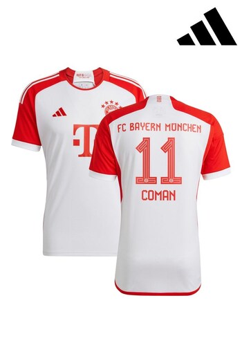 adidas White FC Bayern Home Shirt 2023-24 - Coman 11 (K91713) | £70