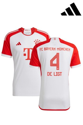 adidas White FC Bayern Home Shirt 2023-24 - de Ligt 4 (K91717) | £70