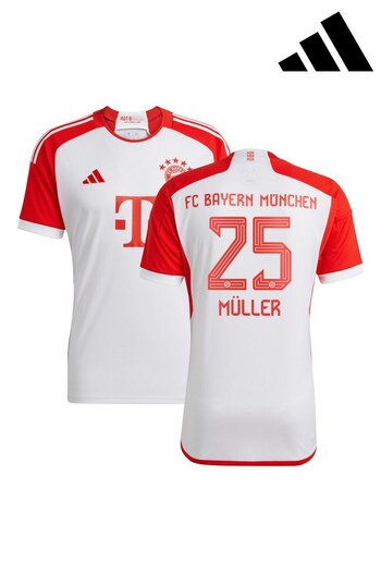 adidas White FC Bayern Home Shirt 2023-24 - Mueller 25 (K91726) | £70