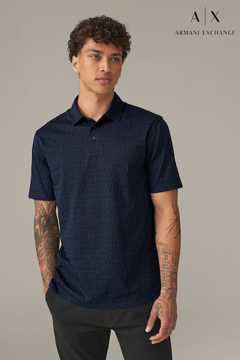 Armani Exchange Logo Print Cotton Polo Shirt (K91865) | £65