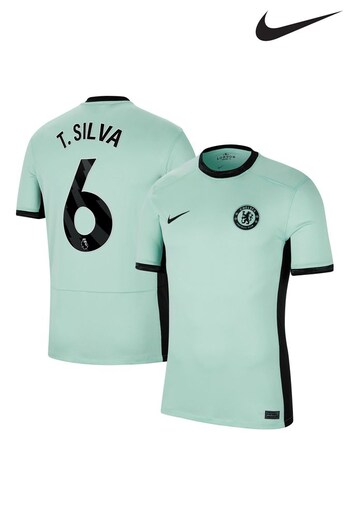 Nike Green Thiago - 6 Chelsea FC Stadium 23/24 Third Football Shirt Whites (K92112) | £98
