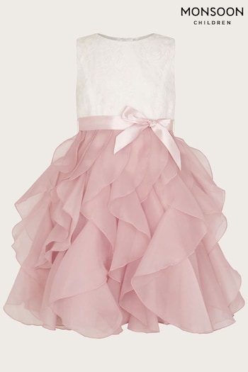 Monsoon Pink Lace Cancan Ruffle Dress (K92303) | £62 - £72