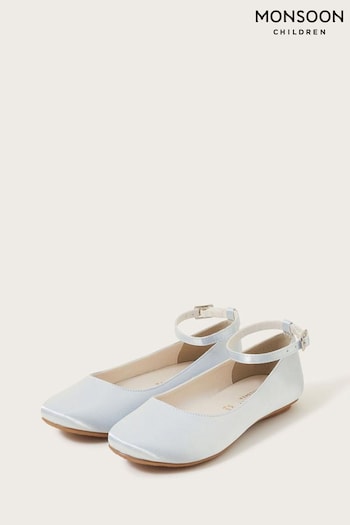 Monsoon Blue Satin Ballerina Flats (K92304) | £23 - £27