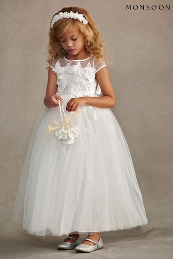 Monsoon White Maxi Alice Communion Dress (K92307) | £58 - £68