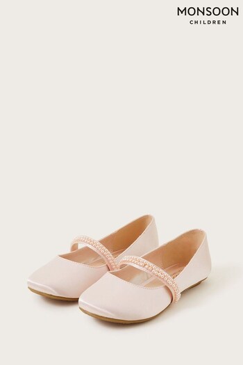 Monsoon Pink Pearl Ballerina Flats (K92320) | £23 - £27