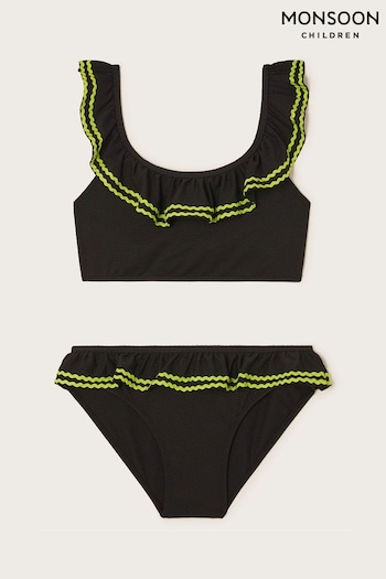 Monsoon Black Ric Rac Textured Bikini Set (K92333) | £22 - £24