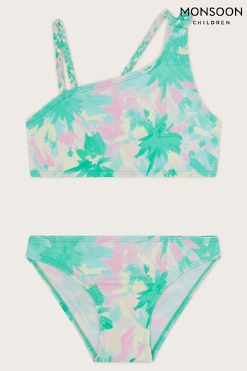 Monsoon Green Splash Palm Print Bikini Set (K92345) | £20