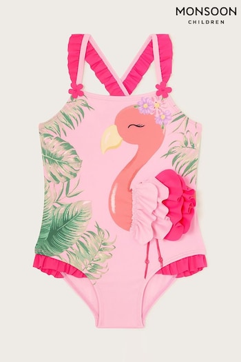 Monsoon Pink Baby Flamingo Skirted Swimsuit (K92353) | £18 - £20