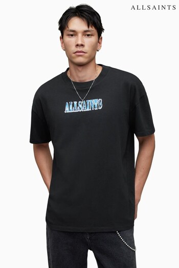 AllSaints Quasar Crew Black T-shirt (K92388) | £55